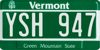 VT license plate YSH947