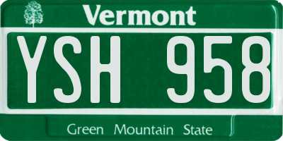 VT license plate YSH958