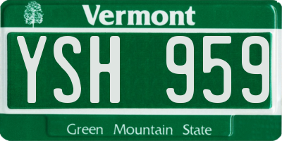 VT license plate YSH959