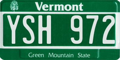 VT license plate YSH972