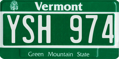 VT license plate YSH974