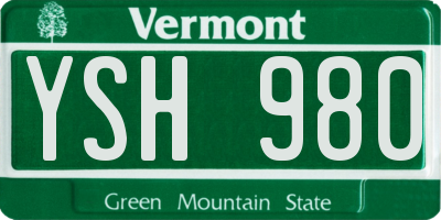 VT license plate YSH980