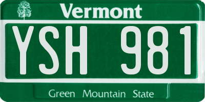 VT license plate YSH981
