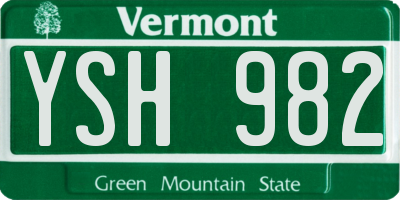 VT license plate YSH982