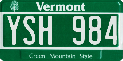 VT license plate YSH984