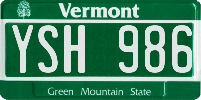 VT license plate YSH986
