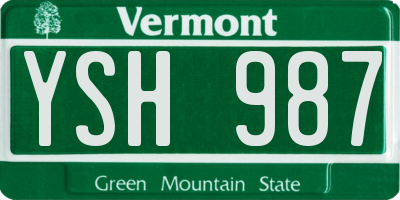 VT license plate YSH987