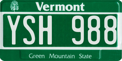 VT license plate YSH988