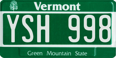 VT license plate YSH998