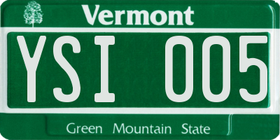VT license plate YSI005
