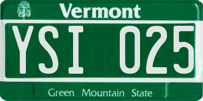 VT license plate YSI025