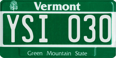 VT license plate YSI030