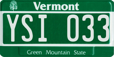 VT license plate YSI033