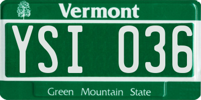VT license plate YSI036