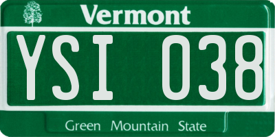 VT license plate YSI038