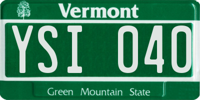 VT license plate YSI040