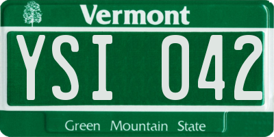 VT license plate YSI042
