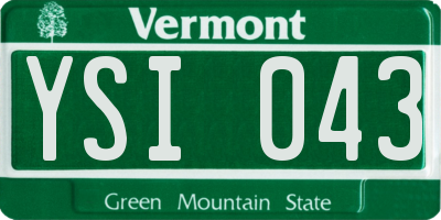 VT license plate YSI043