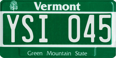VT license plate YSI045