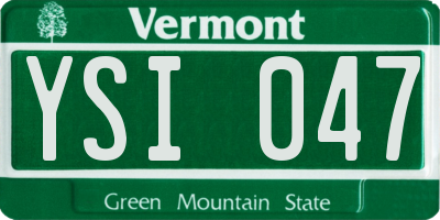VT license plate YSI047