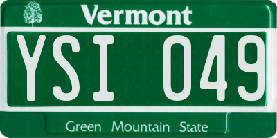 VT license plate YSI049