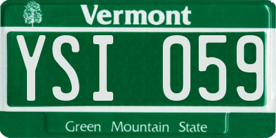 VT license plate YSI059