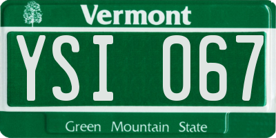 VT license plate YSI067