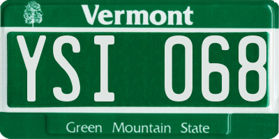 VT license plate YSI068
