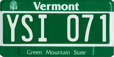VT license plate YSI071