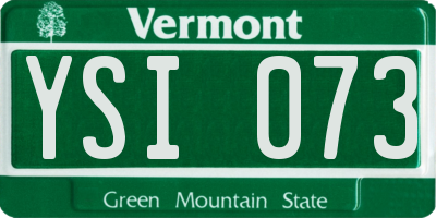 VT license plate YSI073