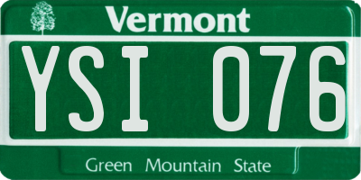 VT license plate YSI076