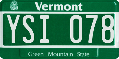 VT license plate YSI078