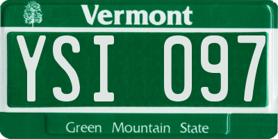 VT license plate YSI097