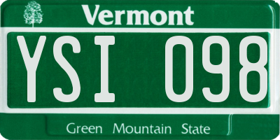 VT license plate YSI098