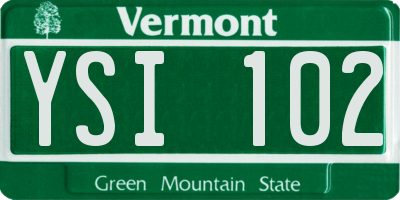 VT license plate YSI102