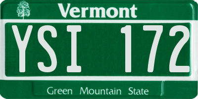 VT license plate YSI172