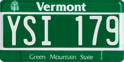 VT license plate YSI179
