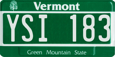 VT license plate YSI183