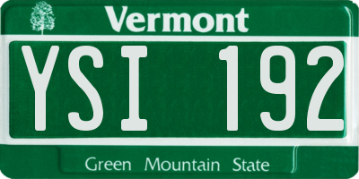 VT license plate YSI192