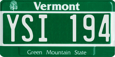 VT license plate YSI194