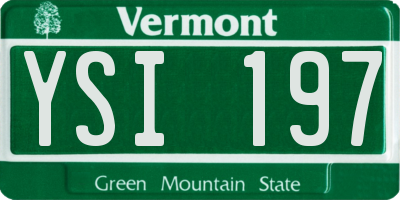 VT license plate YSI197