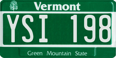 VT license plate YSI198
