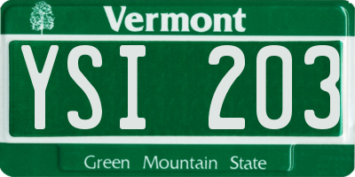 VT license plate YSI203