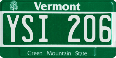 VT license plate YSI206
