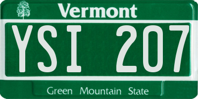 VT license plate YSI207