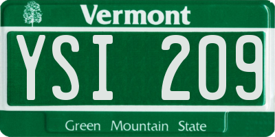 VT license plate YSI209