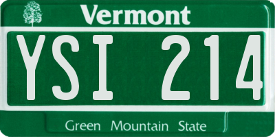 VT license plate YSI214