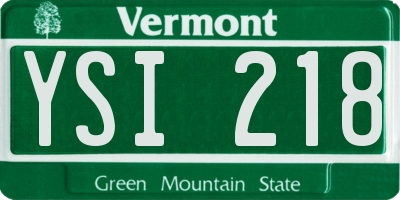 VT license plate YSI218