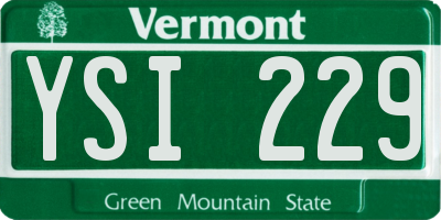 VT license plate YSI229