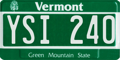 VT license plate YSI240